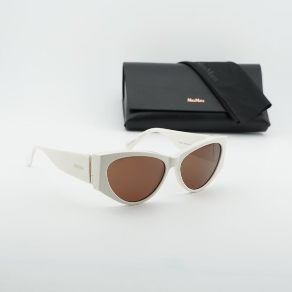 Max Mara MM0132 21E Cat Eye Sunglasses - White/Brown main image 7